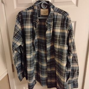 Weatherproof Vintage Navy and Cream Plaid Men's Flannel Shirt